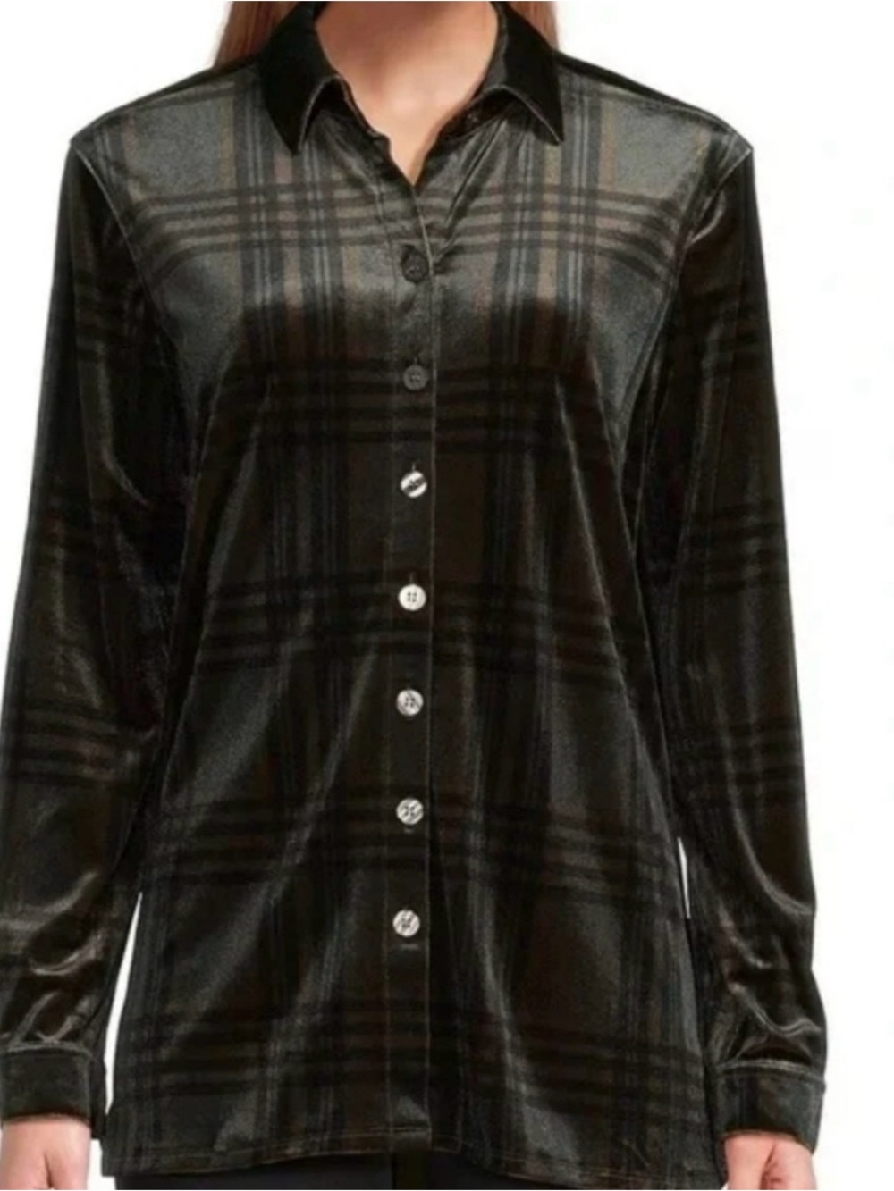 John Mark Black Plaid Velvet Button-Down Shirt